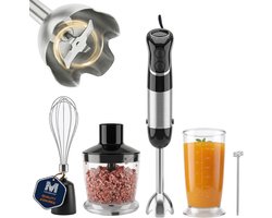 Keukenmixer - Staafmixer set - Maaltijden Bereiden - 1000W Krachtige Motor - 600 ml Beker - Zwart