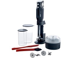 Krachtige Staafmixer Set met Processor en 4 Opzetstukken - 350W - Zwart/Chroom