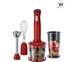 LifeStages - Hand Blender - 3-in-1 Staafmixer - Ergonomisch Handvat - Gemakkelijk Schoon Te Maken - Rood