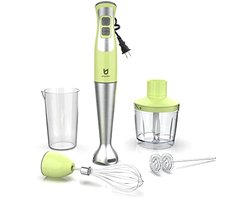 Multifunctionele Staafmixer met 16 Snelheden en 4-in-1 Functies - 600 W, 500 ml Voedselmolen, 600 ml Maatbeker en Eierklopper