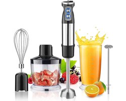 OKWISH Staafmixers - Elektrische Staafmixer met Staafmixer Set en Garde - Handblender Set met 1000W Motor en 24 Instelbare Snelheden - Roestvrij Staal - Zilver