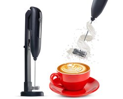 Oplaadbare draagbare melkopschuimer met standaard voor latte art/koffiemixer/dubbele garde Melkopschuimer/handmatige koffieopschuimer/elektrische garde Opschuimer/handmatige drankmixer