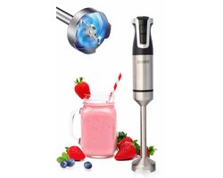 Royalty Line® ESTM800 Pro Staafmixer - 800 Watt - Krachtig & Snel - Met 20 Snelheidsinstellingen + Turbofunctie - RVS / Zwart