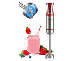 Royalty Line® ESTM800 Staafmixer - Krachtig Motor - 800W - RVS - Blender - Handmixer - Met 20 Snelheidsinstellingen en Turbo Functie - Rood