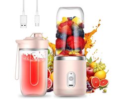 Smoothie Maker, 400 ml, Portable Mixer, Mini Blender with 6 Blades, Stainless Steel, Small Smoothie Maker for Carrying, USB Rechargeable Mini Blender for Baby Food, Juice, Jam, Smoothie