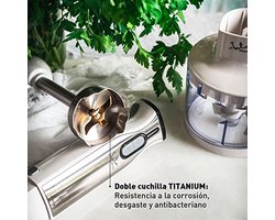 Staafmixer 1000 W met Titanium Dubbel Lemmet en Accessoires