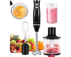 Staafmixer 500W - Elektrische Handblender met Roestvrijstalen Messen - 2 Snelheden - Handmixer voor Pureren, Mengen en Hakken - Zwarte Keukenmixer