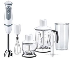 Staafmixer blender 4 in 1 - 1000 W - 21 snelheden - turbo-functie - spatbescherming - 4 accessoires - mini-hakmolen 350 ml - maatbeker 600 ml)