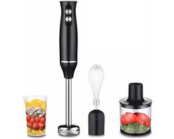 Staafmixer - Elektrische blender - 4-in-1 staafmixer - Multifunctionele blender - Met hakmolen - Instelbare snelheid - Voor puree - Babyvoeding - Smoothies - Cakes - Sauzen - Sappen