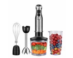 Staafmixer – Handblender – Keukenmixer – 4 in 1 Staafmixer Set – 1000W Krachtige Mixer – Smoothie Maker – Hakmolen – Garde – IJsvergruizer – Babyvoeding – Soepen – Sauzen – Puree – Keukenapparaat