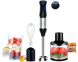 Staafmixer - Multifunctionele blender - Elektrische blender - 4-in-1 staafmixer - Met hakmolen - Instelbare snelheid - Voor puree - Cakes - Sauzen - Sapjes - Babyvoeding - Smoothies