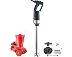Staafmixer - Professionele handblender - Vermogen 500 W - Instelbaar toerental 4.000–18.000 tpm - RVS - Afneembare mengstaaf 85,5 cm - Inclusief wandhaak - Vervangende meskop