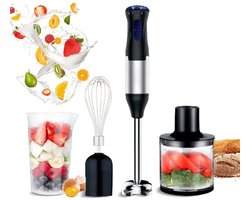 Staafmixer Set - Hakmolen - Groentesnijder - Soepmaker - Zwart en Zilver