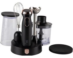 Staafmixer Set - Keukenmachine Accessoires - Eten Bereiden - 5 Snelheden Turbo - 500 ml Kom - Zwart Rosegoud
