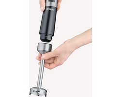 Staafmixer voor pureren en hakken - Mixstaaf met traploze snelheidsinstelling - Afneembare pureerstaaf - 600 W - Zwart/geborsteld roestvrij staal