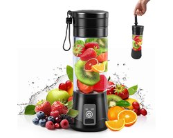 Thijox - 380ML Draagbare Elektrische Mixer - USB-entsafter - Mini Smoothie Maker voor Reizen en Sportschool - Zwart - Perfect voor Shakes en Smoothies