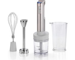 White-Label® Staafmixer Set - Hakmolen - Groentesnijder - Soepmaker - Draadloos - Grijs