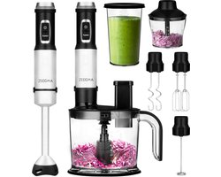 Zeegma Handy – Staafmixer Set 9in1 – 1500W – Titanium Messen – Blender – Mixer – Hakmolen Electrisch – Foodprocessor – Snijschijven – Raspschijven – Kneder – Klopper – Melkopschuimer Elektrisch – Smoothie – Soepen – Groenten, Vaatwasserbestendig