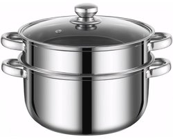 2 Tier Stoomboot voor Groente en Dumplings, 24cm RVS, Geschikt voor Inductie en Oven