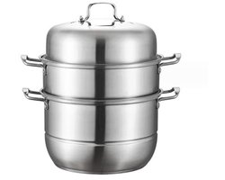 28 cm Stoompan van Duurzaam RVS - Geschikt voor Inductie, Elektrisch, Gas en Halogeen Koken