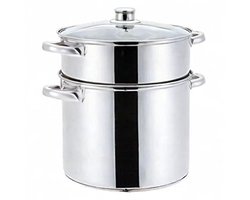 3-in-1 Couscoussier / Gestoomde Kookpan van Roestvrij Staal - 12 Liter, Geschikt voor Inductie en Alle Warmtebronnen