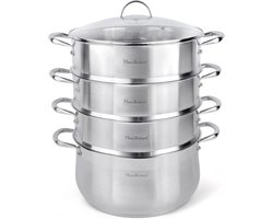 3-Layer Stoompan voor Groenten, Dumplings en Vlees - RVS Kookpan met Deksel