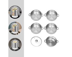 5-Laags Roestvrijstalen Stoomkoker - Ø26cm - Duurzame Multi-Cooker voor Gezond Koken