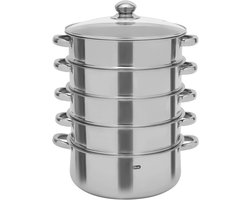 5-laags Stoompan Van Roestvrij Staal Met Glazen Deksel - 28cm