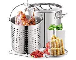 52QT ALL IN ONE Functie RVS Voorraadpot - Stoompan, Verdeler en Haak