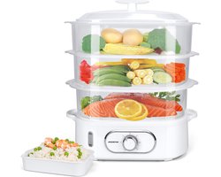 Aigostar Fitfoodie pro - Stoomkoker met Timer - BPA-vrij - 12 Liter - 3 Lagen - 900W - wit