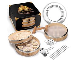 Bamboe Stomer 10 Inch voor Groenten en Dumplings met Toebehoren