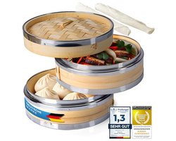 Bamboe Stomer 20 cm - Dubbele Stoominzet voor Gezond Koken