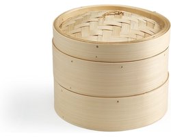 Bamboe Stoomboot 20cm - Voedselstomer/Groentestomer Met Twee Niveaus - Ideaal Voor Groenten, Rijst En Vis