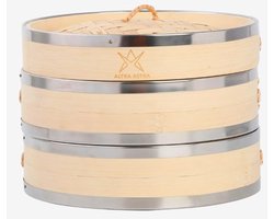 Bamboe Stoomboot - 8 inch, Gezond Stomen van Groenten, Vlees en Vis met Herbruikbare Katoenen Vellen