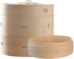 Bamboe Stoommand - Stoomoven Mand Chinees - Gezond Koken - Natuurlijk Materiaal - 21 cm - Natuurlijk