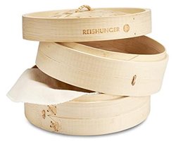 Bamboe Stoompan met 2 Katoenen Doeken - Ø 25 cm, Beige