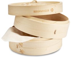 Bamboestoompan met 2 Katoenen Doeken - 20 cm, Beige