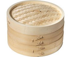Bamboo Stoommand met Dumpling Press - Traditionele Aziatische Kookgerei