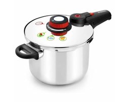 Duo Snelkookpan Set van 4 en 6 Liter met Automatische Sluiting en Voedselkeuze Systeem - Roestvrijstaal