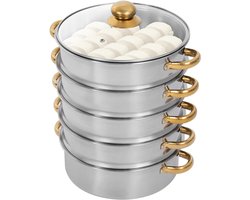 DYNA® Stoomkoker - Stoomkokers - Stoompan - Goud / Zilver - 42cm x 32cm x 30 cm