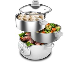 Elektrische stoompan met 1300 W en 10L capaciteit - Gezond koken met instelbare tijd en automatische uitschakeling