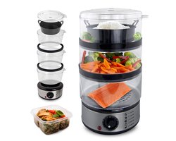 Golermo Elektrische Stoomkoker 7.5L – 3 Lagen – Timerfunctie – Gezond & Snel Koken – BPA-vrij – 400W