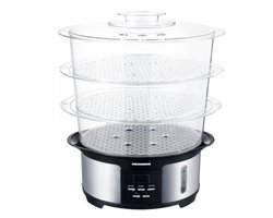Heinner Master Collection Stoomkoker 12 L – 1000 W – 3 Stoomlagen – 1,4 L Waterreservoir – 90 min Timer – Oververhittingsbeveiliging – RVS/Zwart