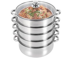 Inductie Stoomkoker 30 cm van Roestvrij Staal - 5-laags Stoompan