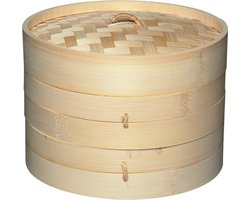KitchenCraft World of Flavours Bamboe Stoommandje - 2 Etages 20 Centimeter Beige