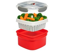 Magnetron Kookgerei Stoomboot - 3-delig Voedsel Container met Verwijderbare Zeef en Deksel