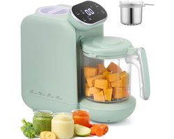 Nexvo® Stoomkoker baby - Baby Stomer en Blender - 5-in-1 Multifunctionele Baby Cooker - Groen - 31cm x 15cm x 28cm