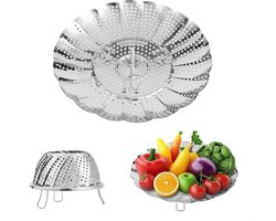 Opvouwbare stoommand voor groenten en vis - Geschikt voor potten van 14 cm tot 23,4 cm