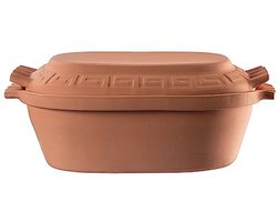 Ovale Keramische Kleibrader voor Vetvrij Koken - Stoompan van Natuurlijke Materialen - 6 Liter