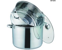 RFWR® 3-in-1 Couscouspan en Stoompan - Hoogwaardig Roestvrij Staal, 24 Cm, 8 Liter, Geschikt voor Alle Warmtebronnen
